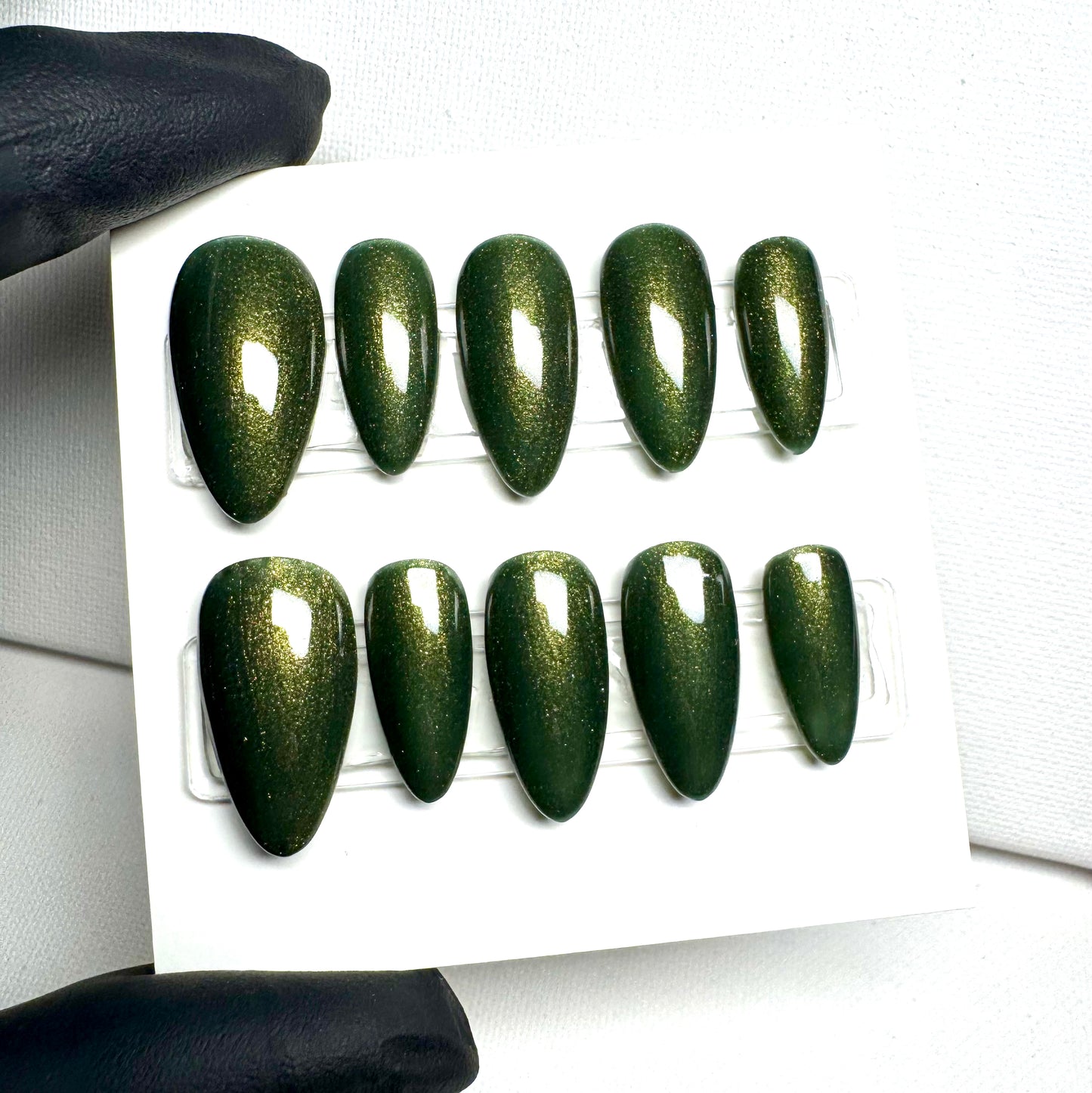 Full Set Deep Metallic Green XL Almond (Shipping Included!)